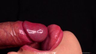 CLOSE UP: Tongue and Lips BLOWJOB! BEST Mouth for Your CUM! Frenulum Licking ASMR! CUMSHOT in MOUTH